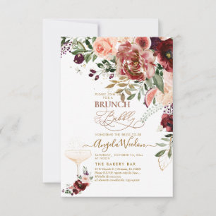 PixDezines H2 Marsala Red Autumn Brunch & Bubbly Invitation