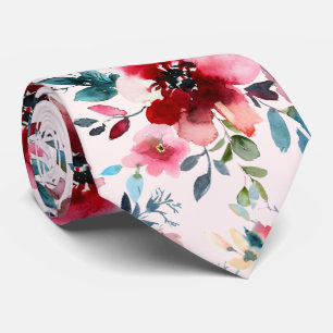 PixDezines H2 Mid Summer Flowers Burgundy Slate Tie