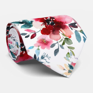 PixDezines H2 Mid Summer Flowers Burgundy Slate Tie