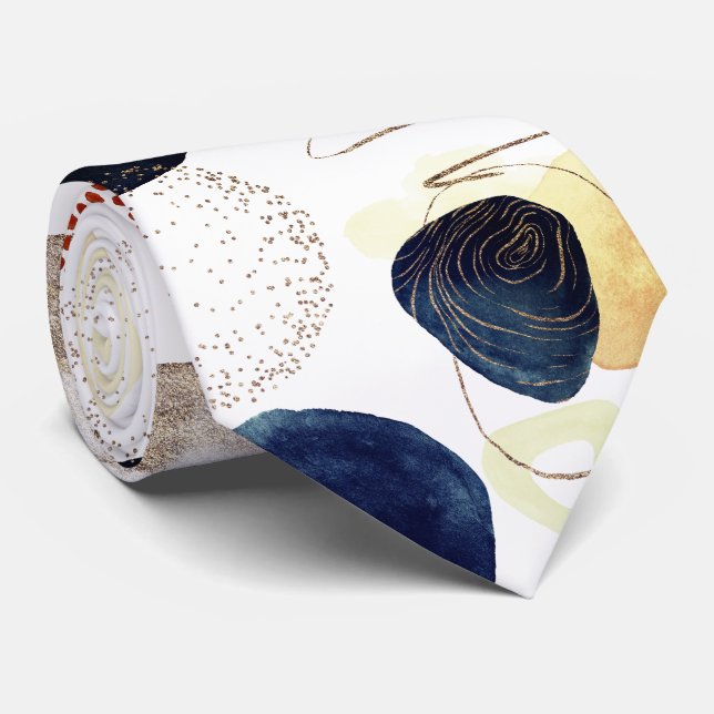 PIXDEZINES H2 MODERN ABSTRACT ORGANIC SHAPES TIE (Rolled)