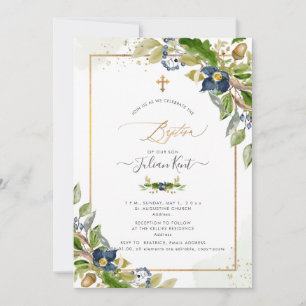PixDezines H2 Oak n Berry Baptism Invitation