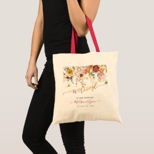 PixDezines H2 Orange Fall Garden Flowers Welcome Tote Bag