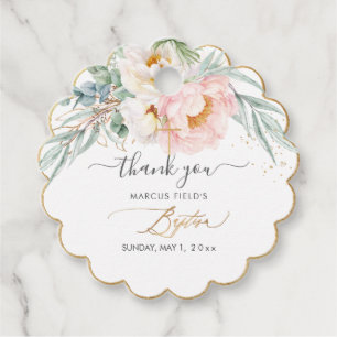 PixDezines H2 Peonies Eucalyptus Baptism Favour Tags