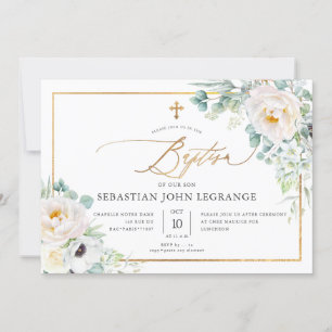 PixDezines H2 Peonies Eucalyptus Baptism Invitation