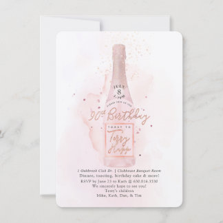 PixDezines H2 Pink Champagne 90 Birthday Bkupfinal Invitation