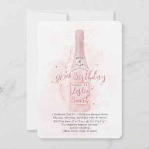 PixDezines H2 Pink Champagne 90 Birthday Invitation