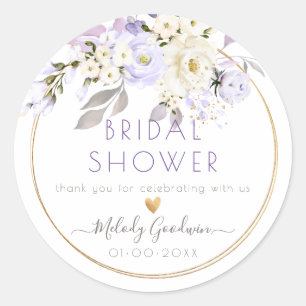 PixDezines H2 Purple Cream Roses Blush Foliage Classic Round Sticker