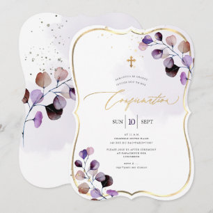 PixDezines H2 Purple Eucalyptus Confirmation Invitation
