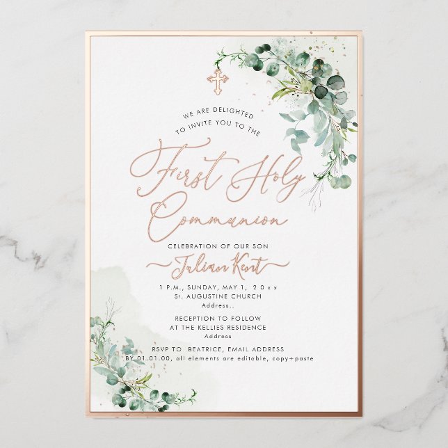 PixDezines H2 Rustic Eucalyptus First Communion (Front)