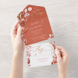 PixDezines H2 Rustic Fall Eucalyptus Gold Dust All In One Invitation