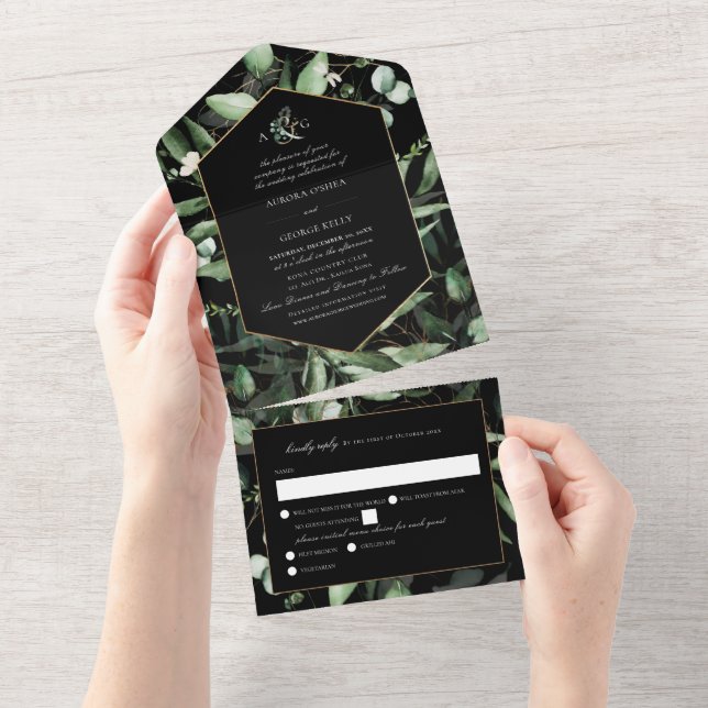 PixDezines H2 Rustic Gum Eucalyptus w/ RSVP All In One Invitation (Tearaway)