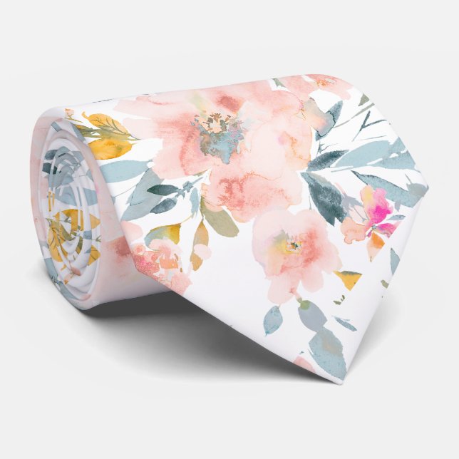 PixDezines H2 Spring Flowers Blush+Blue Tie (Rolled)
