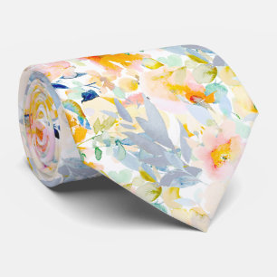 PixDezines H2 Spring Flowers Blush Dusty Blue  Tie