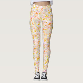 PixDezines H2 Spring Flowers Blush Mustard Leggings