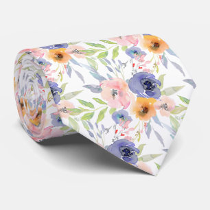 PixDezines H2 Spring Flowers Blush Orange Violet Tie