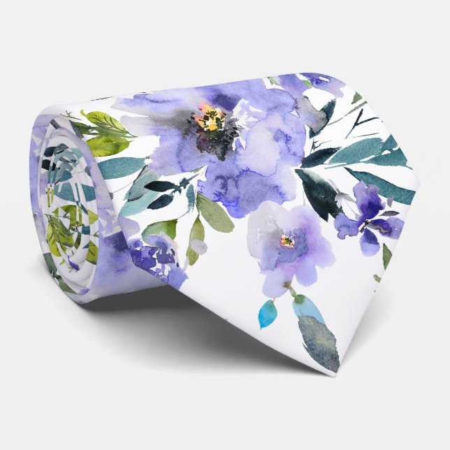 PixDezines H2 Spring Flowers Lavender Purple Roses Tie (Rolled)