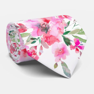 PixDezines H2 Spring Flowers Pink Red Tie
