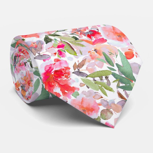 PixDezines H2 Summer Flowers Bright Hues Tie (Rolled)