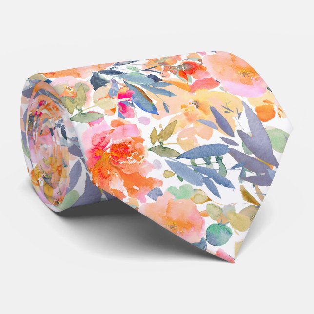 PixDezines H2 Summer Flowers Bright Hues Tie (Rolled)
