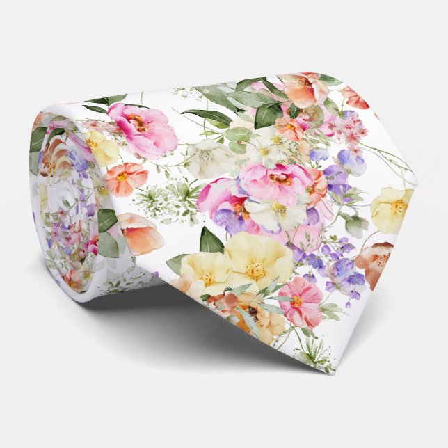 PixDezines H2 Summer Garden Flowers DIY colour Tie (Rolled)