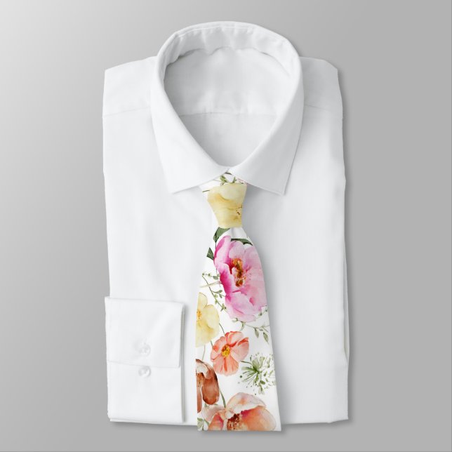 PixDezines H2 Summer Garden Flowers DIY colour Tie (Tied)
