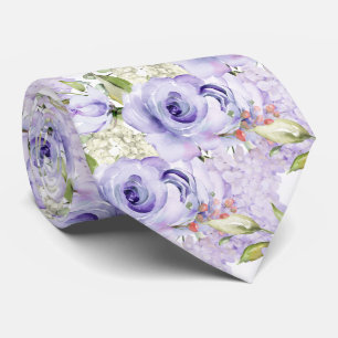 PixDezines H2 Summer Purple Roses Hydrangea Tie
