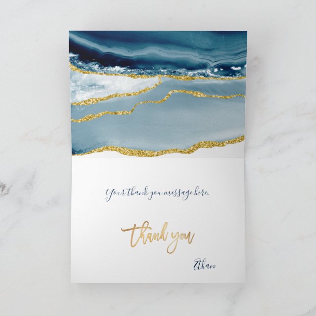 PixDezines H2 Teal Agate Mitzvah ✡ Thank You Card (Inside)