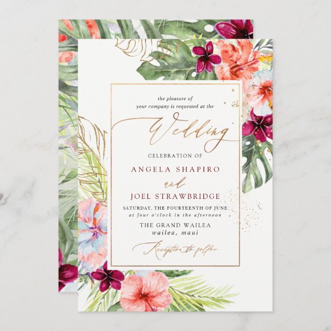 PixDezines H2 Tropical Paradise Brunch Bubbly Invitation (Front/Back)