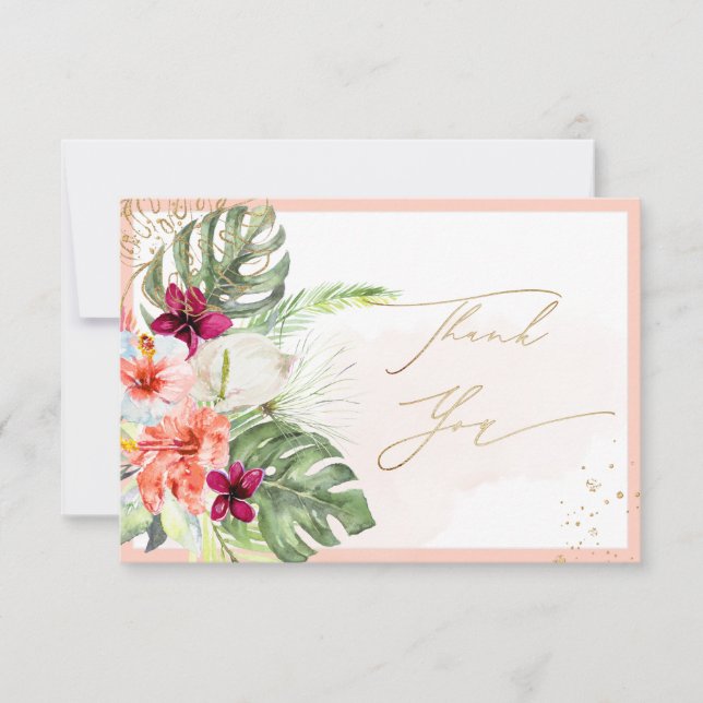 PixDezines H2 Tropical Paradise Flowers Thank You Card (Front)