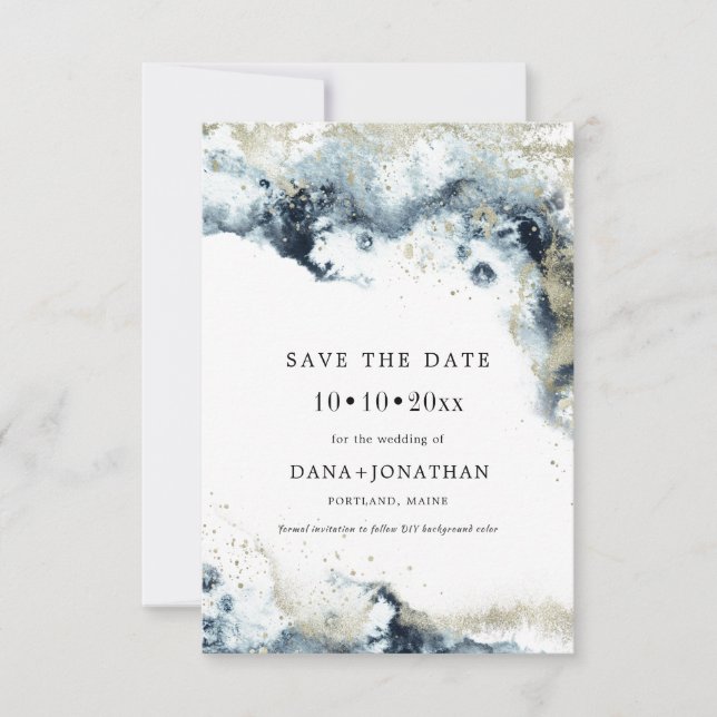 PixDezines H2 Waves Metallic Foam Save The Date (Front)
