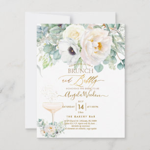 PixDezines H2 White Peonies Anemone Brunch Bubbly Invitation