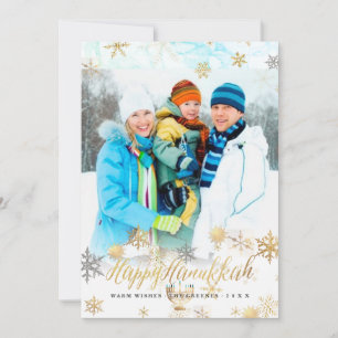 PixDezines Hannukkah/snowflakes+marble Holiday Card