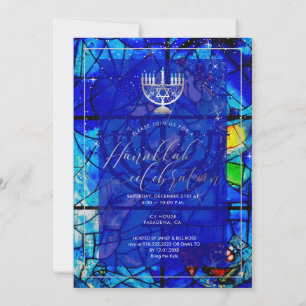 PixDezines Hanukkah Celebration, Stained Glass Invitation