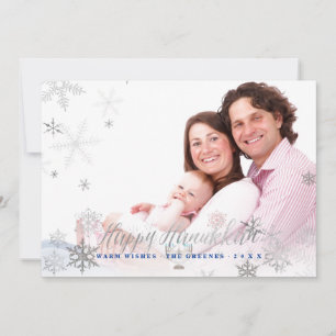 PixDezines Hanukkah/Faux Silver Snowflakes Holiday Card