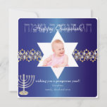 PixDezines happy Chanukah/Photo Frame stars Holiday Card<br><div class="desc">PixDezines happy chanukah/hanukkah photo frame in blue accented with gold tone star of david. Copy paste for more stars. You can choose your own hexachrome colours to add to your background, text, trim, etc. The entire spectrum of the rainbow is at your finger tips.. Below is a link to "hexachrome...</div>