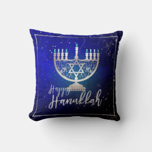 PixDezines Happy Hanukkah Temple Menorah Cushion