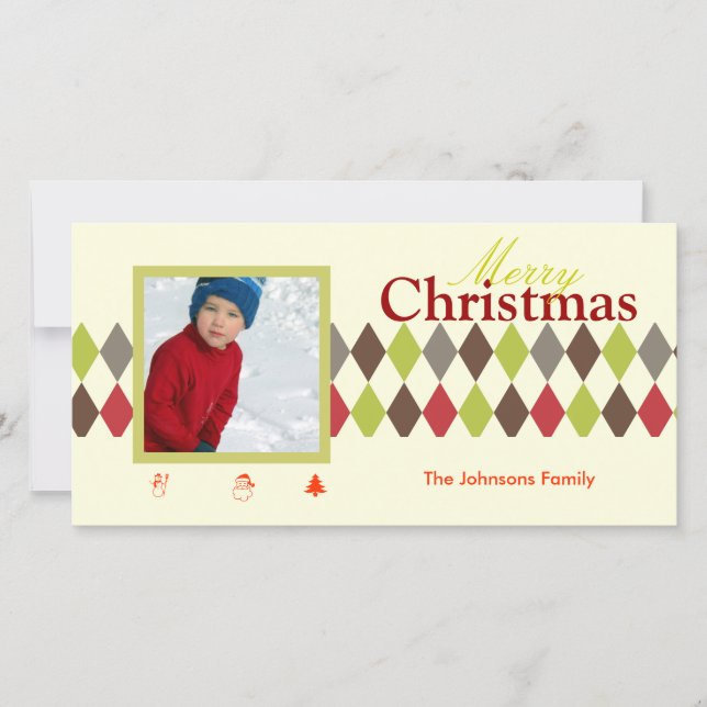PixDezines Harlequin, Christmas Holiday Card (Front)