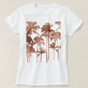PixDezines Hawaii, Aloha Palm Trees/Faux Rose Gold T-Shirt