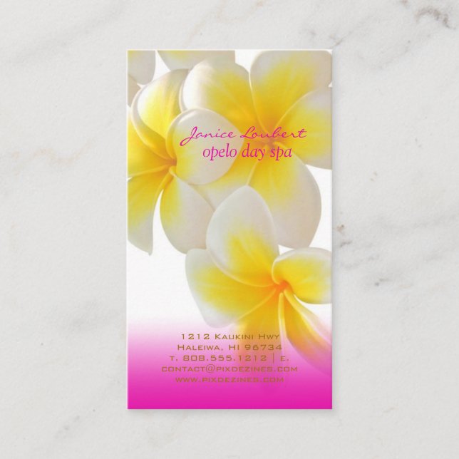 PixDezines Hawaii Plumeria Business Card (Front)