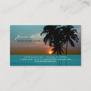 PixDezines Hawaiian Beach Sunset Business Card