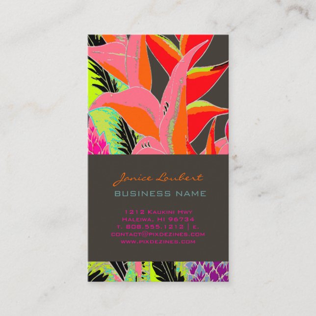 PixDezines Hawaiian Jungle 3/DIY background colour Business Card (Front)