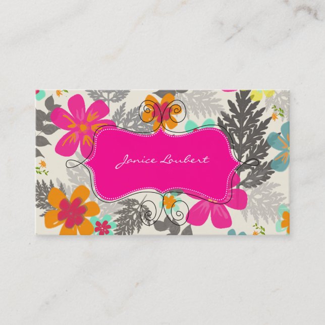 PixDezines Hawaiian Jungle/Custom Background color Business Card (Front)