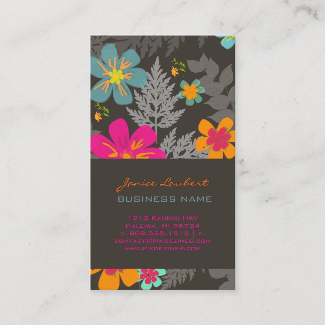 PixDezines Hawaiian Jungle/Custom Background colou Business Card (Front)
