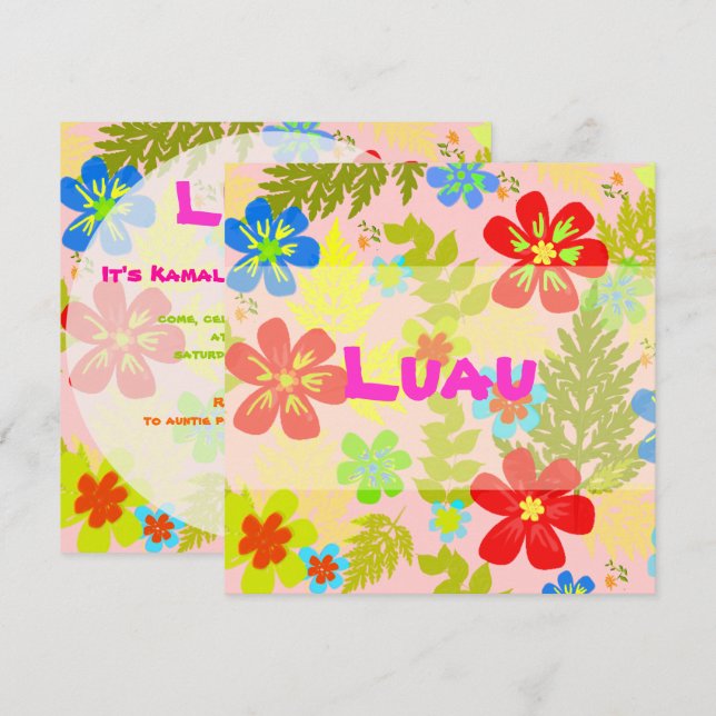 PixDezines hawaiian jungle/DIY background colour Invitation (Front/Back)