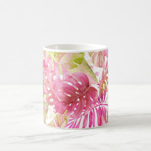 PixDezines Hawaiian Jungle Pink Green Foliage Coffee Mug