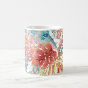 PixDezines Hawaiian Jungle Teal Rust Foliage Coffee Mug