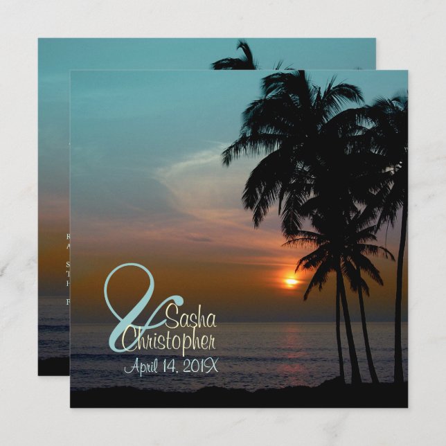 PixDezines Hawaiian Sunset Beach Scence/Aloha Invitation (Front/Back)