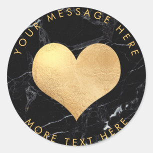 PixDezines HEART FAUX GOLD+MARBLE Classic Round Sticker