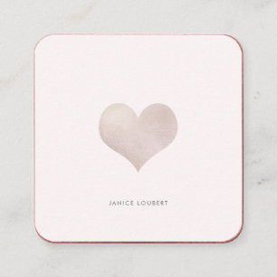 PixDezines Heart   Faux Metallic Blush Square Busi Square Business Card