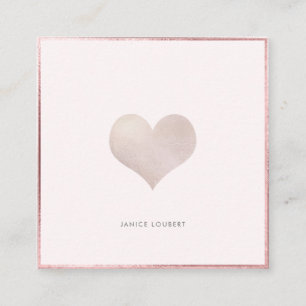 PixDezines Heart   Faux Metallic Blush Square Business Card